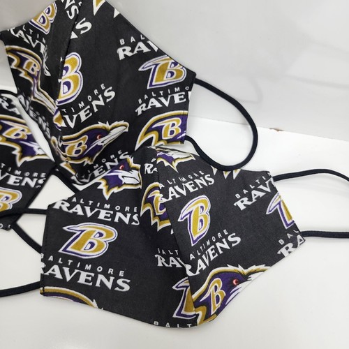 NFL Baltimore Ravens Logo Face Mask Black, Gold, Purple & White Medium Size 3 Pk - Picture 4 of 6