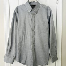 Lauren Ralph Lauren Gray 100 Cotton Button Down Dress Shirt Non Iron 16.5 34/35
