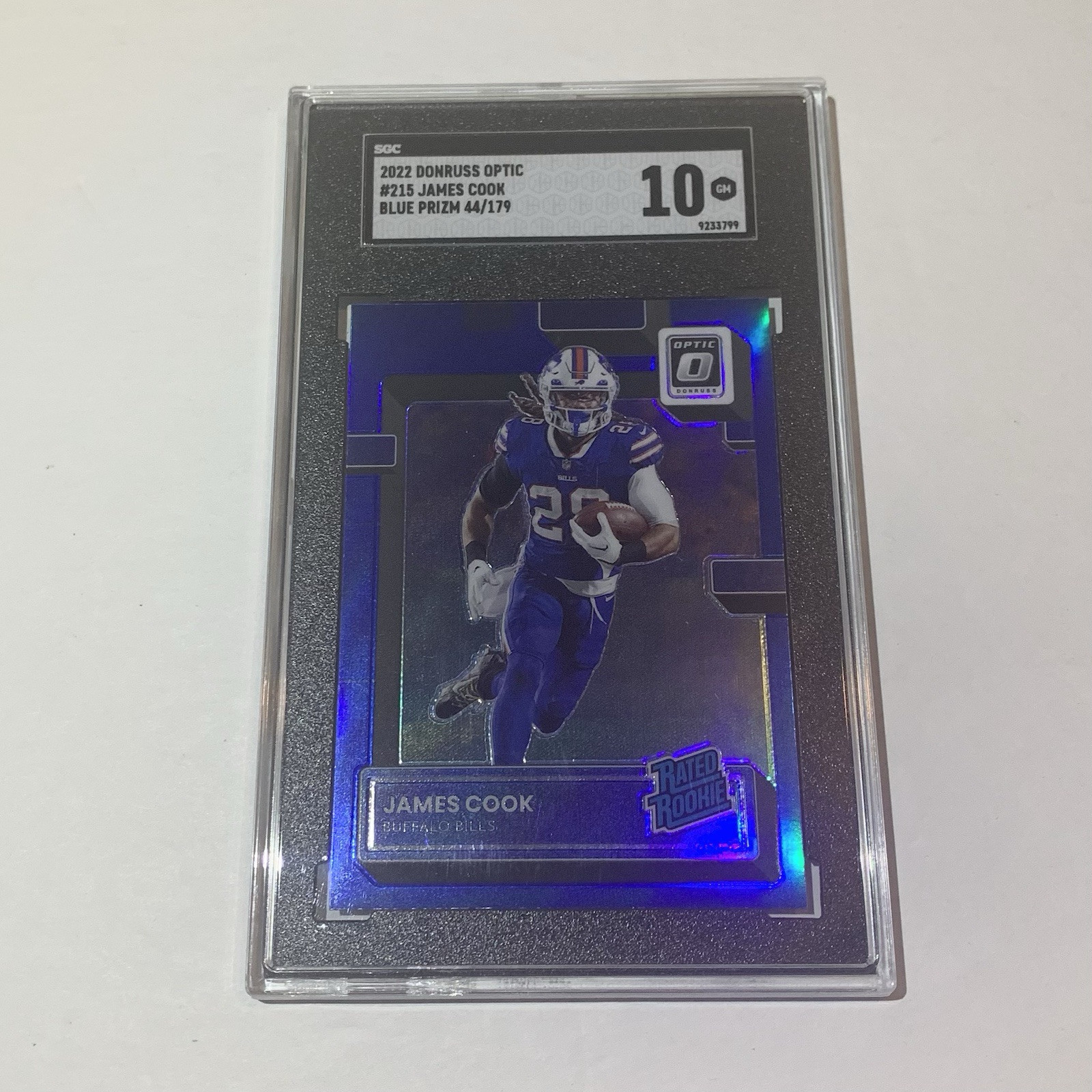 James Cook Rookie RC 44/179 SGC 10 2022 Panini Donruss Optic Blue #215 Pop 2