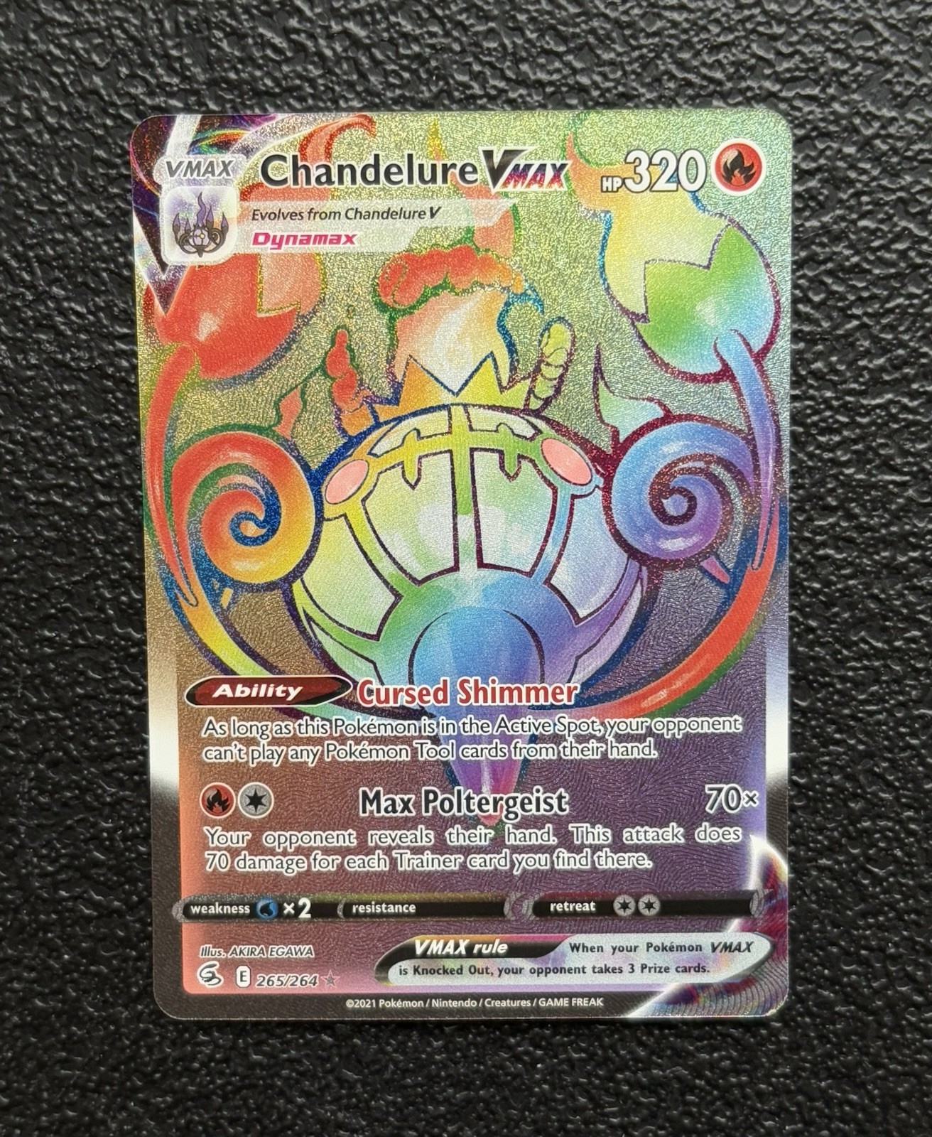 Pokémon TCG - Chandelure VMAX 265/264 - Rainbow Secret Rare - Fusion Strike *NM