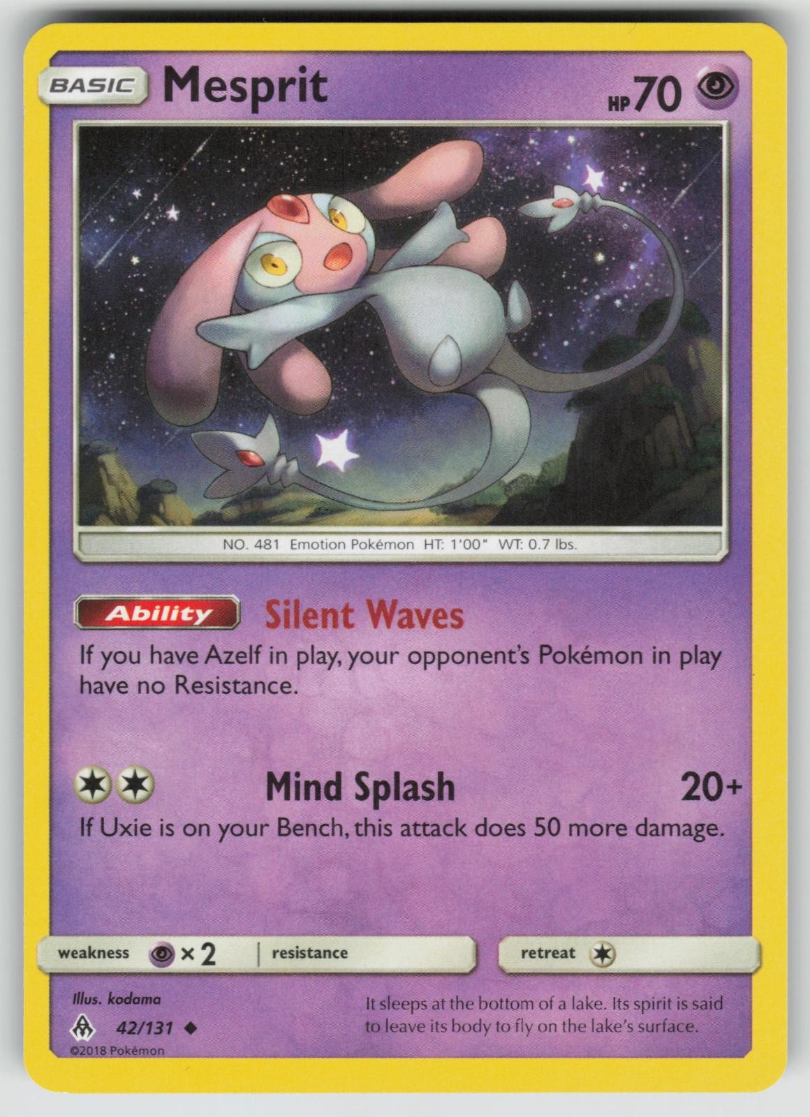 MESPRIT 42/131 UNCOMMON FORBIDDEN LIGHT POKEMON NEAR MINT
