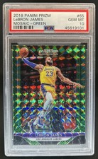2018-19 Panini Mosaic Prizm LeBron James Green #65 Lakers PSA 10 GEM MINT