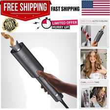 CURLPRO Automatic Rotating Curling Iron - 1 Inch Beach Waves Wand, Metallic Gray