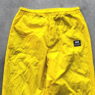Helly Hansen Tech Rain Pants Mens Small Yellow Ripstop Ankle Zip Hiking Outdoor