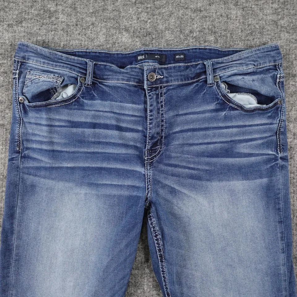 Jeans BKE Seth Para Hombres 46X30 Azul Denim Recto Medio Lavado Informal Vaquero 45x28 Foto 4 de 4