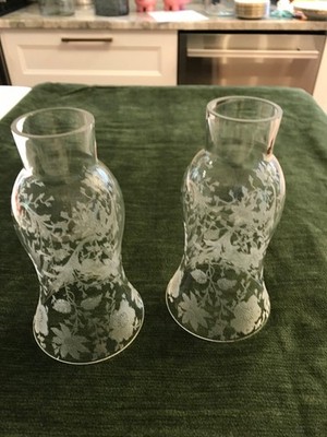 Cambridge WILDFLOWER CRYSTAL ETCHED CHIMNEY*PAIR*
