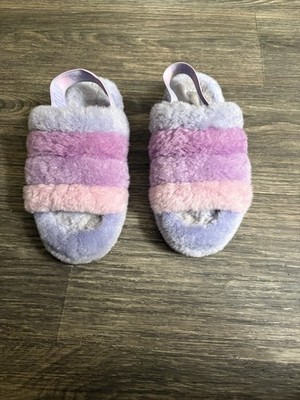 UGG Women's Super Fluffy Slip On Purple And Pink Plush Size 7