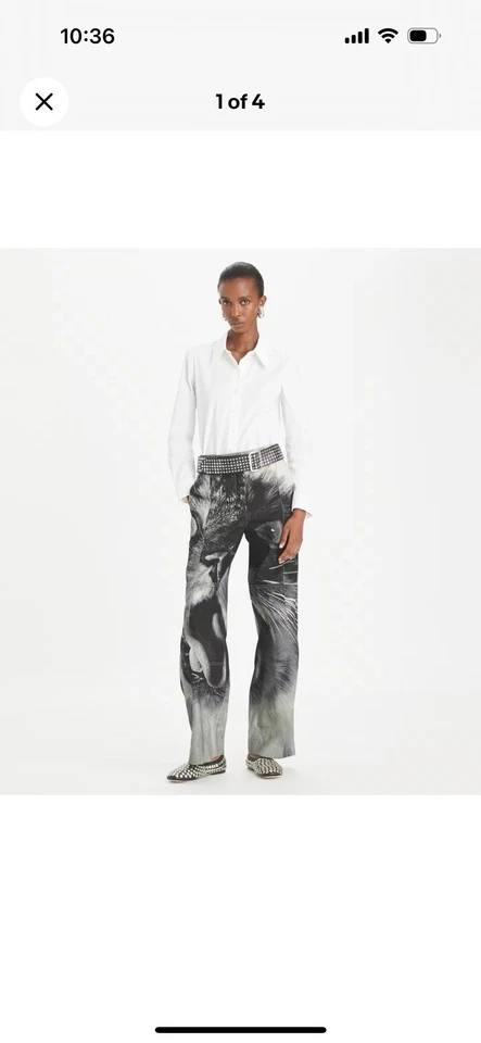 Pantalón vaquero Tory Burch nuevo con etiquetas Cat Animal House edición limitada escala de grises talla 27 Foto 2 de 4