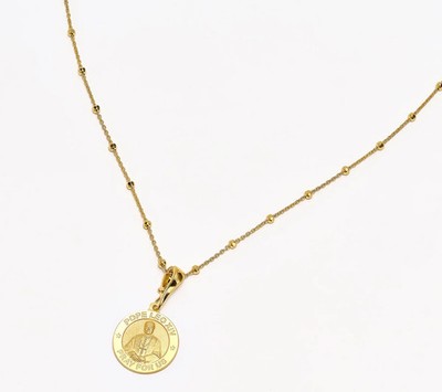 David Markstein Gold Clad Sterling Silver Pope Leo XIV Pendant & 20'' Chain