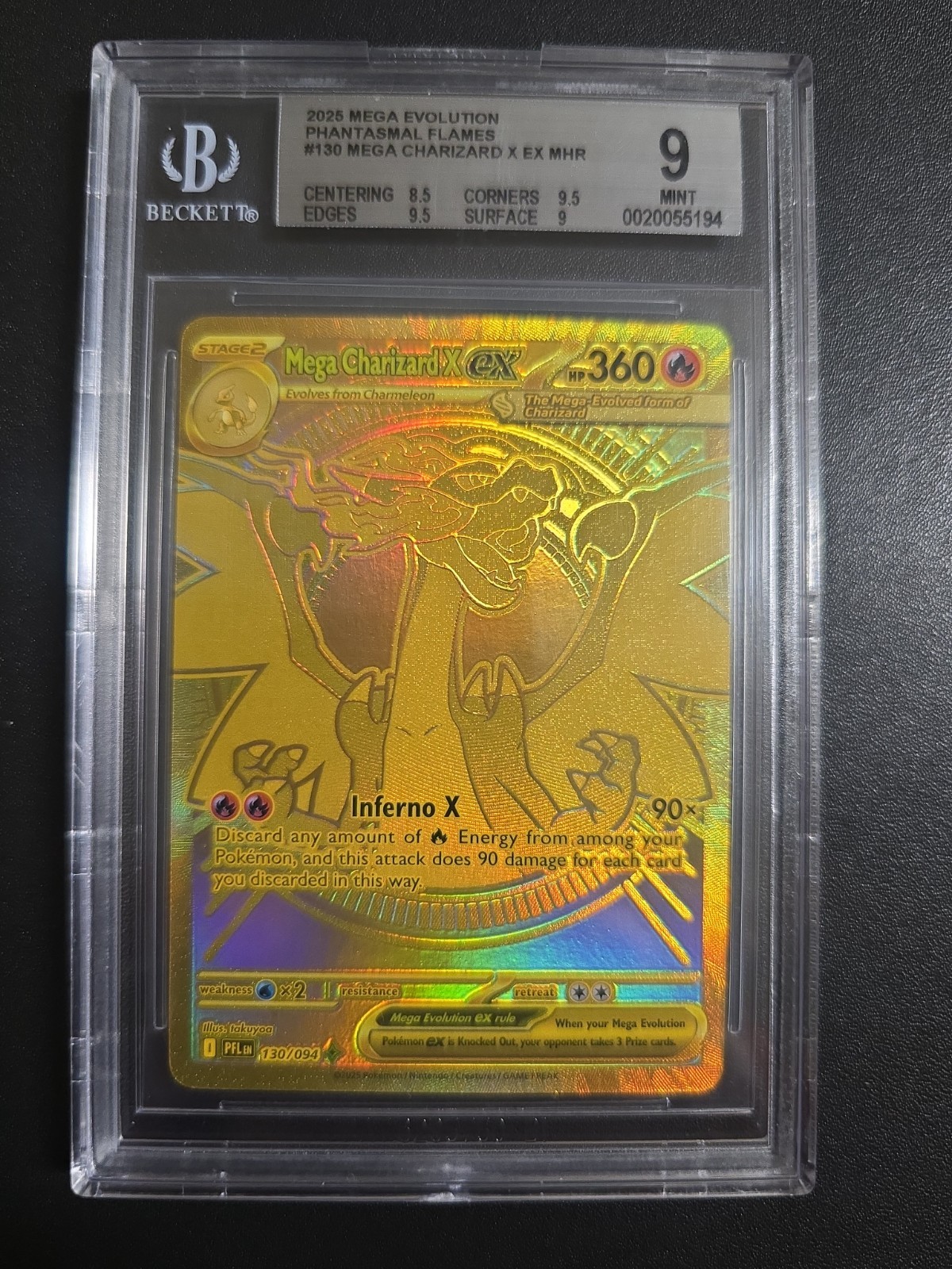 POKEMON TCG MEGA CHARIZARD E EX 130/094 GOLD HYPER RARE