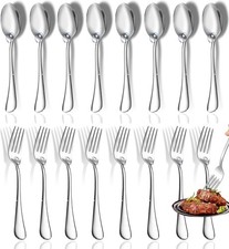12 Pcs Spoons and Forks Set, Top Food Grade Stainless Steel 12pcs, Silver