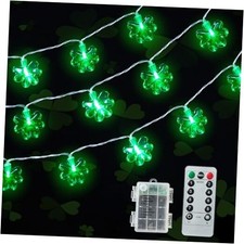 St Patricks Day Decorations Green Christmas Lights with 40 Led 3D Shamrocks, 