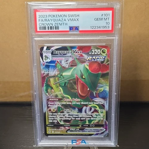 Pokémon TCG Rayquaza VMAX 101/159 Crown Zenith Ultra Rare Holo 320HP PSA 10