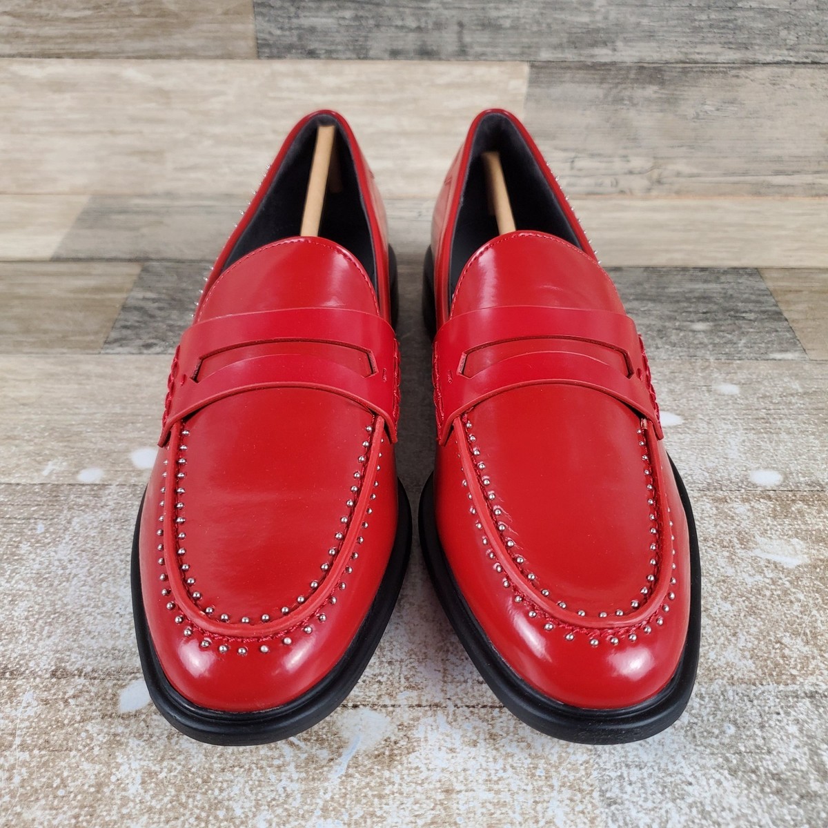 Franco Sarto Womens Eden Stud Penny Loafers Sz 9 M Patent  display picture 3