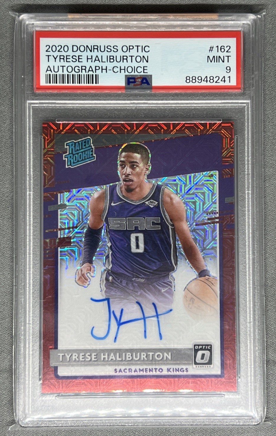 2020 Donruss Optic Tyrese Haliburton #162 RC Autograph Choice Rookie PSA 9 