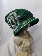 Cloche Style Beaded, Rhinestone  Lace Green Chapeau