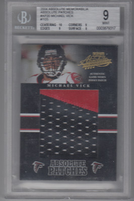 2004 Absolute Memorabilia Patches Game-Worn Michael Vick 7/25 Jersey Number Mint