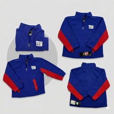 NFL New York Giants Kids Medium 5/6 1/4 Zip Fleece Pullover Jacket NWT