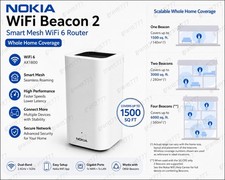 Nokia WiFi Beacon 2 Mesh Router WiFi 6 AX1800 Smart Wireless Router 1500 Sq Ft
