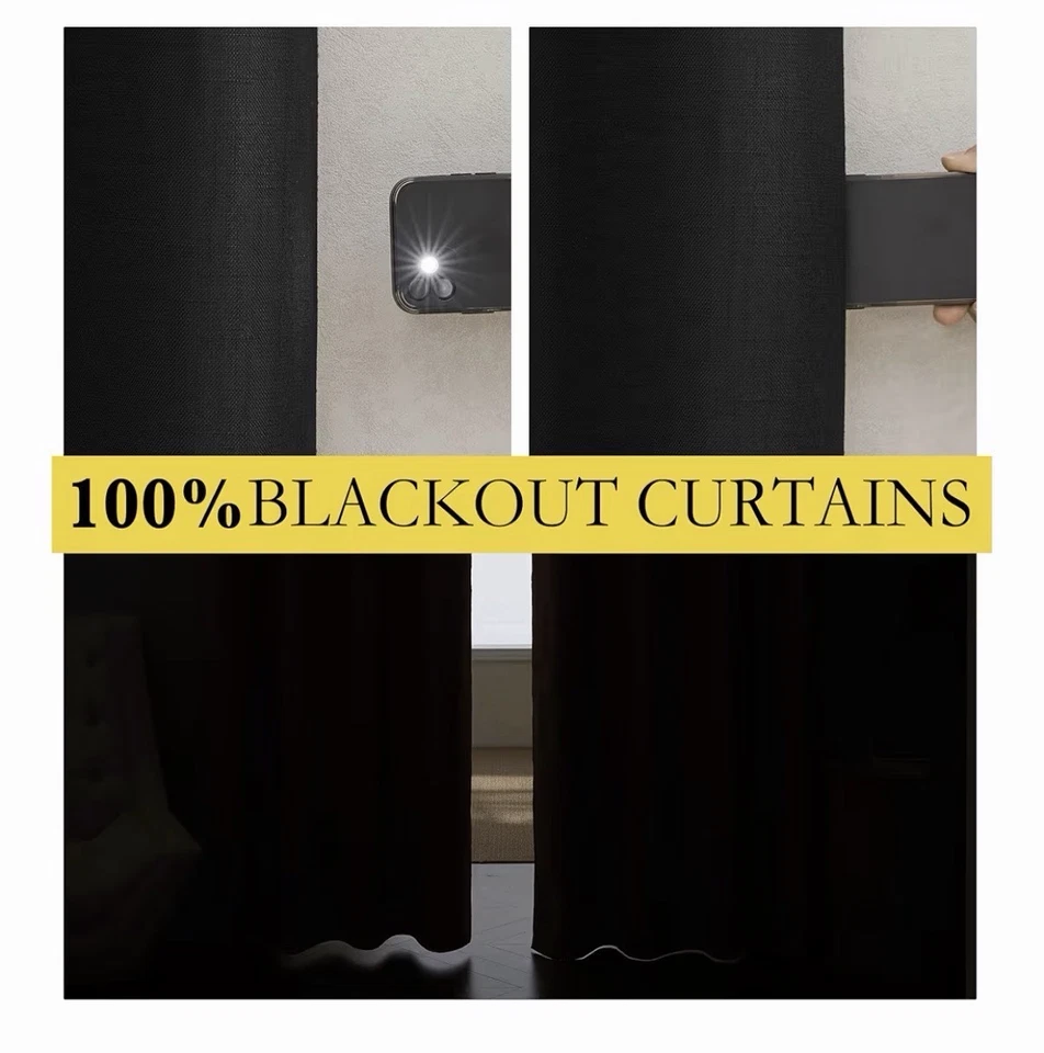 NICETOWN Cortinas Abiertas Vintage Lino 100% Blackout 52 X 84 pulgadas de Largo 2 PIEZAS Foto 2 de 4