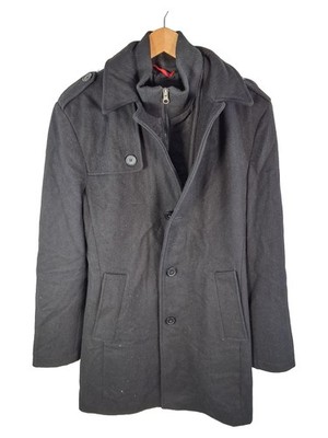 Jean Carriere Herren Wollmantel Gr. 48 Grau Klassisch Winter