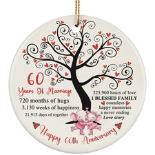 60 Year Love Ornament Happy 60th Anniversary Cute Elephant Couple Christmas Gift
