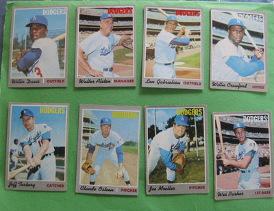 1970 Topps (8) Card Lot. Los Angeles Dodgers. Osteen, Davis, Alston, Parker +4