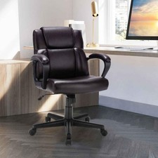 Modern Mid-back PU Leather Office Chair with Adjustable Height & 360° Swivel