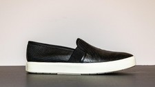 Vince Black Leather Women's Size 8.5 Slip On Sneakers Perforated Low Top
