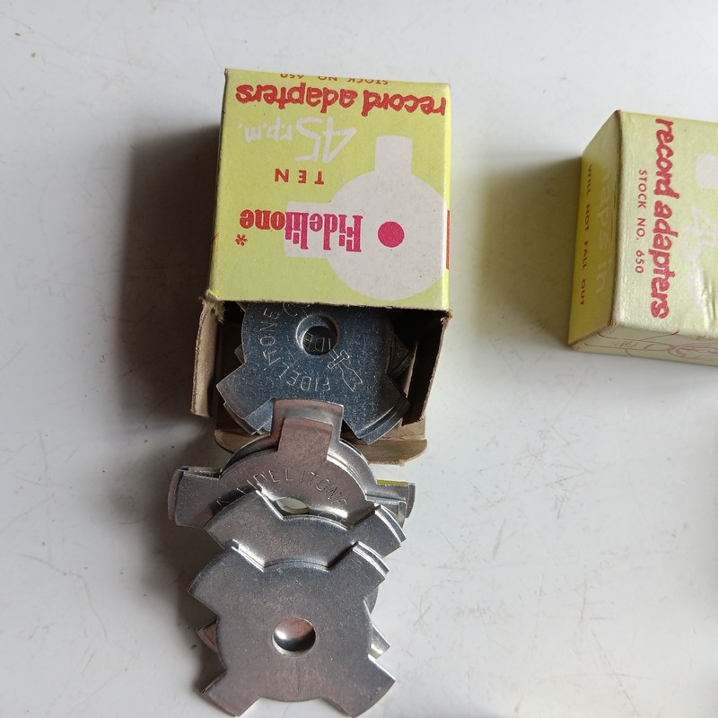 45 RPM Adapter Lot - Fidelitone Metal Spiders - 10 boxes of 10, 100 Pieces