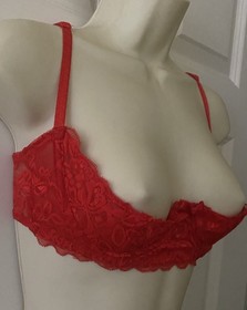 Dreamgirl Lingerie Open Cup Lace Couples Roleplay Dress Up Sexy Bra RED Size 32