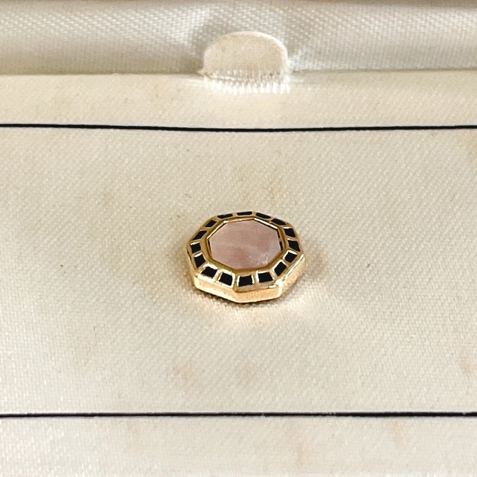 Pierre Cardin Oro Octágono Corbata Piedra Rosa Esmalte Como Nuevo con Caja Regalo Foto 3 de 4