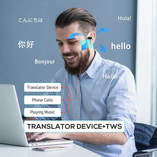 144 Sprachen Übersetzer Ohrhörer M8 Wireless Bluetooth Zwei Wege Übersetzer Gerät) - Bild 8 von 10