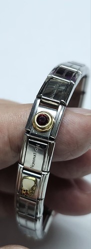 Vintage Italian ORG. Nomination Bracelet Ruby & With 4 Authentic Gold Charms - Picture 2 of 10