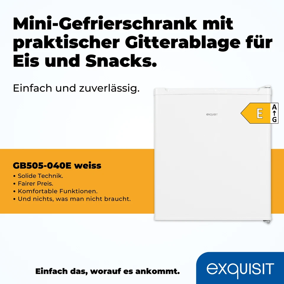Exquisit Mini-Gefrierschrank 33L 4-Sterne-Gefrierfach Kompakt GB505-040E weiss - Bild 2 von 4