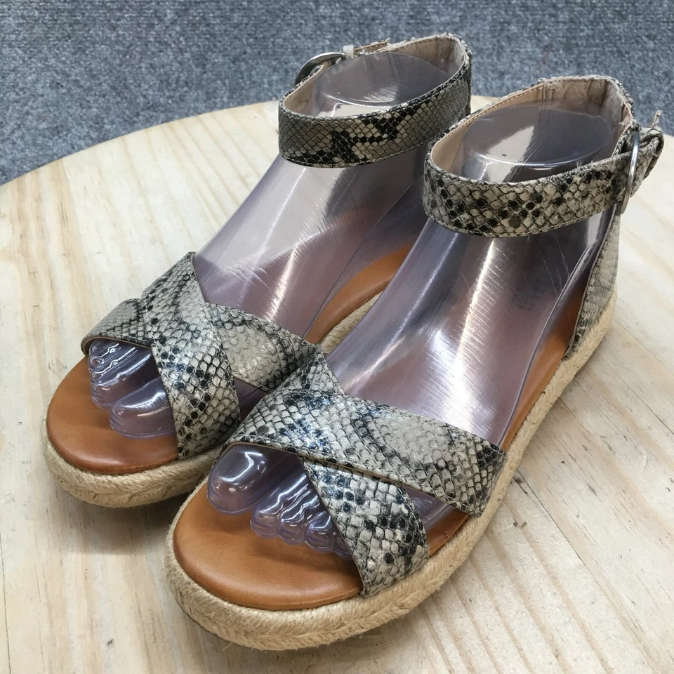 Sandalias ANA Mujer 6.5 M Blaze Correa al Tobillo Alpargata Marrón Hebilla Informal Abierta Foto 3 de 4