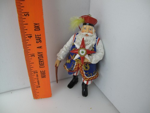 Folk Art Men with Star Christmas Ornament Wood ? 5" H - Picture 3 of 5