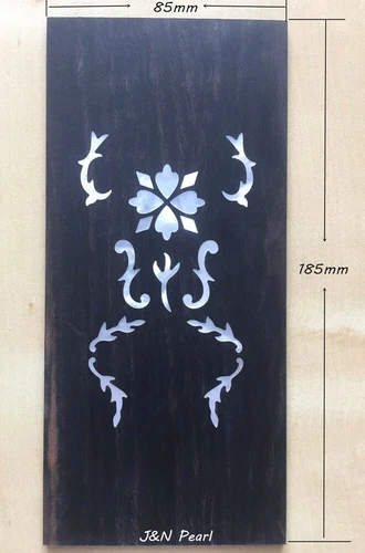 Hearts & Flowers Mother of Pearl Inlaid Ebony Squared Peghead Overlay for Gibson