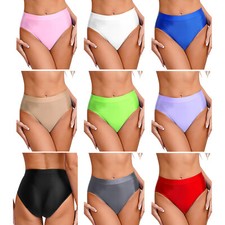Women Trunks Silk Satin Panties Glossy Briefs High Waist Thongs Shiny Knicker