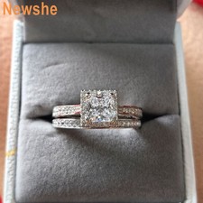 Newshe Women Engagement Rings 925 Sterling Silver Promise Ring for Her Size 4-13