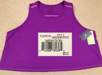 NEW..WOMEN 4XL PLUS SIZE SUPERFIT HERO CROP TANK TOP (MAGENTA PINK)