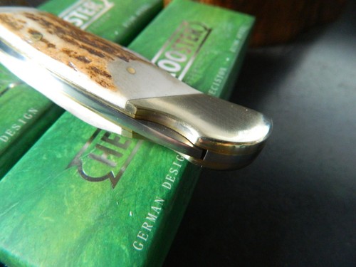 HEN & ROOSTER 4 1/4" POCKET KNIFE STAG HANDLE LOCKING FOLDER 1095 ROSTFREI BLADE - Picture 11 of 18