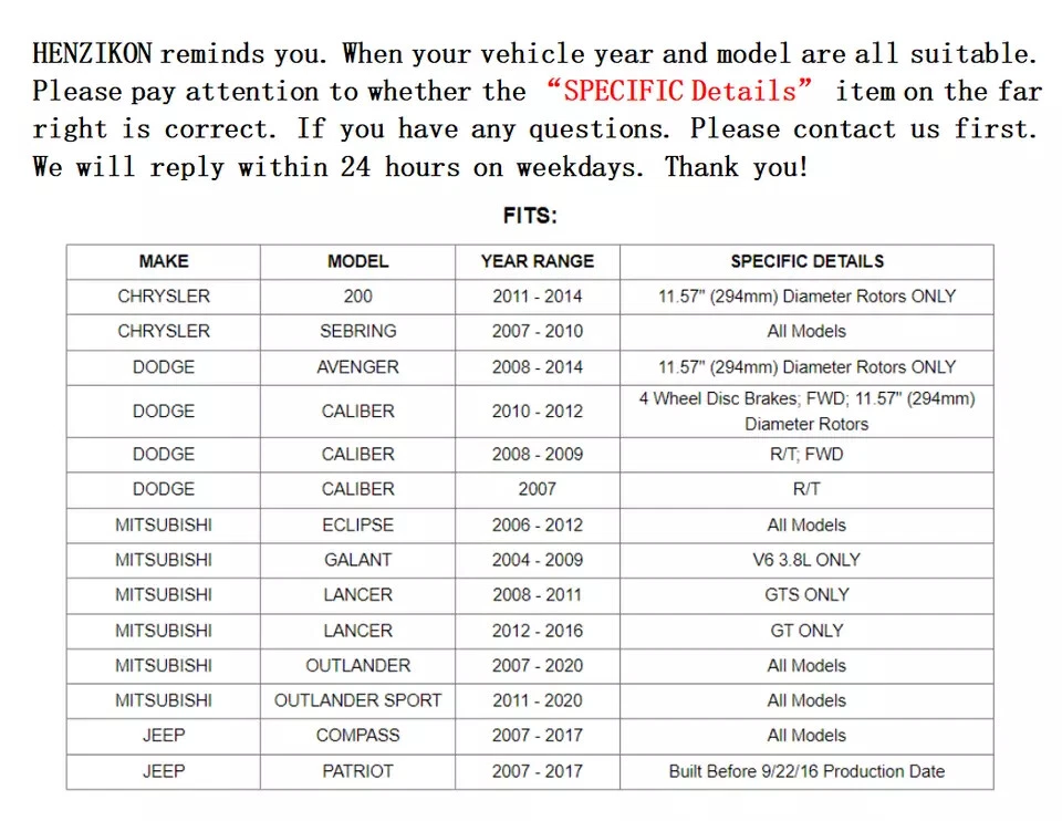 Pastilla de rotores de freno de disco delantero para Mitsubishi Outlander Sport Lancer Eclipse Galant Foto 3 de 4