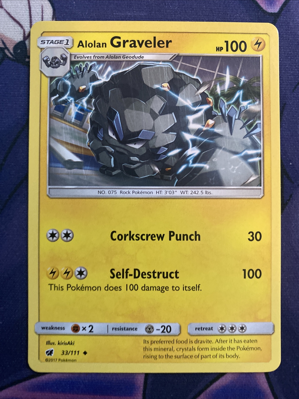 Pokemon TCG Sun and Moon Crimson Invasion LP Alolan Graveler 33/111