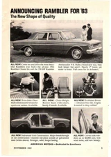 1962 Print Ad 1963 American Motors Rambler Classic Six 250 HP Ambassador V-8
