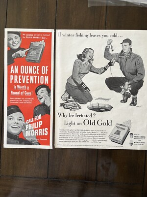 Vintage 1946 Philip Morris And Old Gold Cigarette Ads. Buy 1-get 1 Free!