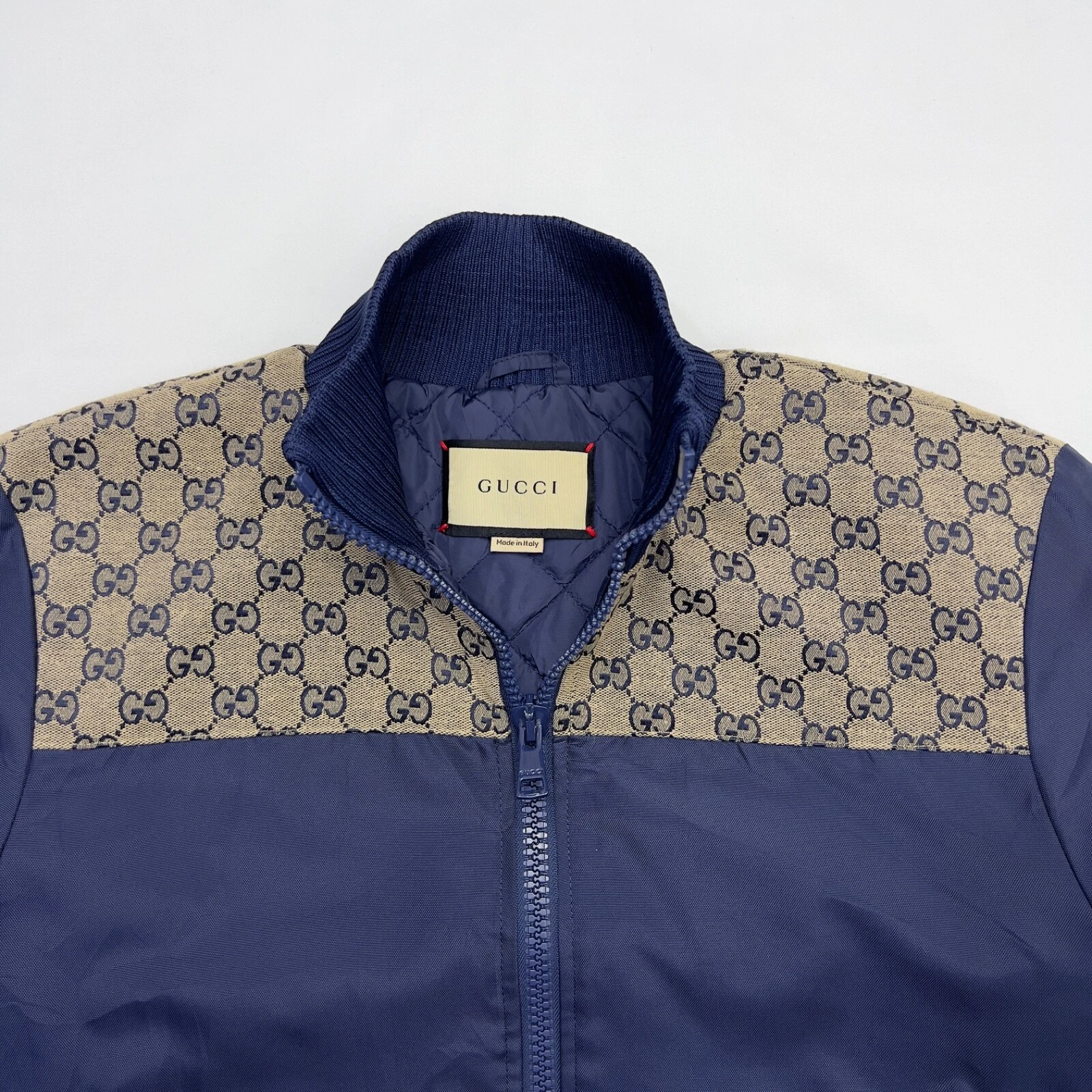 Giacca Gucci GG nylon tela pannello zip taglia 48