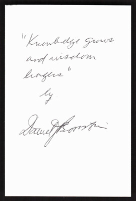 Daniel J. Boorstin Signed 4x6 Index Card Author Historian Autograph