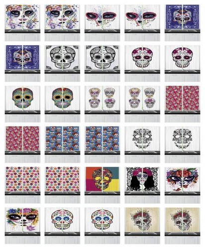 Sugar Skull Kitchen Curtains 2 Panel Set Window Drapes 55" X 39" Ambesonne