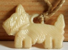 VTG WESTIE SCOTTIE TERRIER CELLULOID DOG CHARM JAPAN
